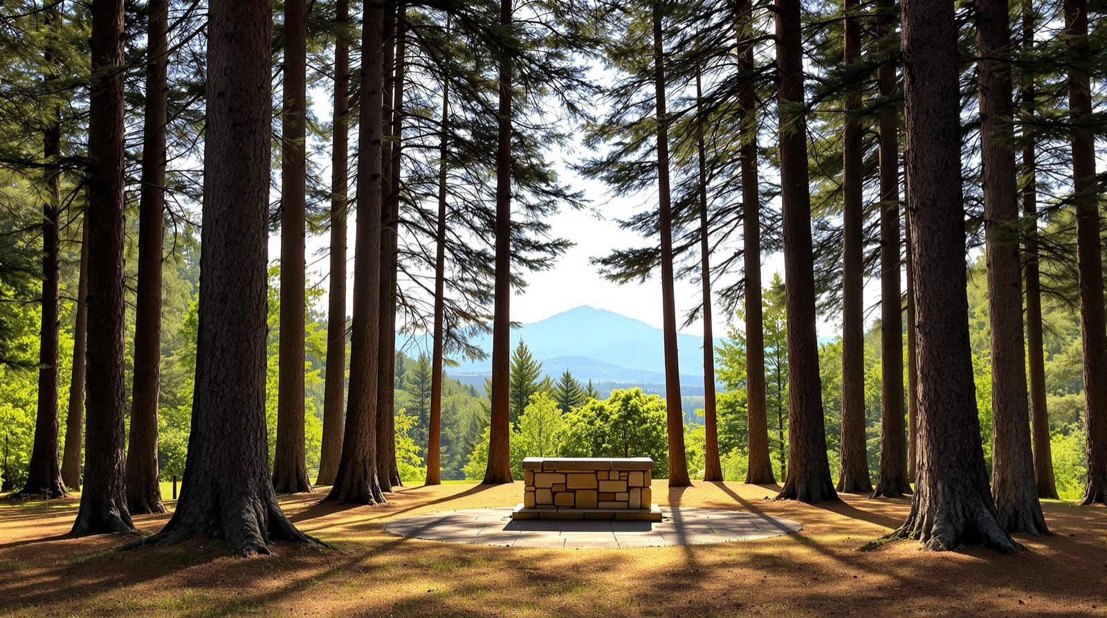 Open-air pine sanctuary with Mount Monadnock beyond, Rindge New Hampshire